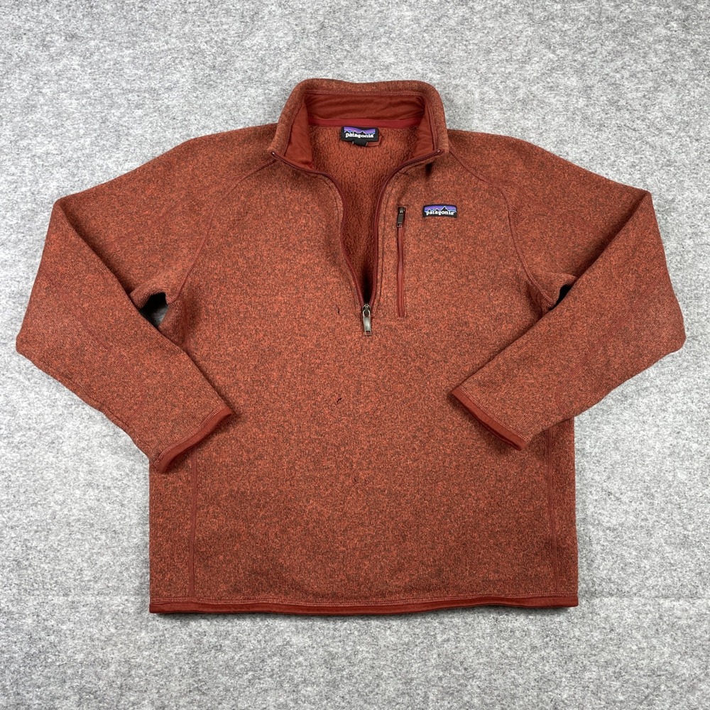 Patagonia Better Sweater Pullover Mens L Rust Orange 1/4 Zip Fleece Jacket 13882